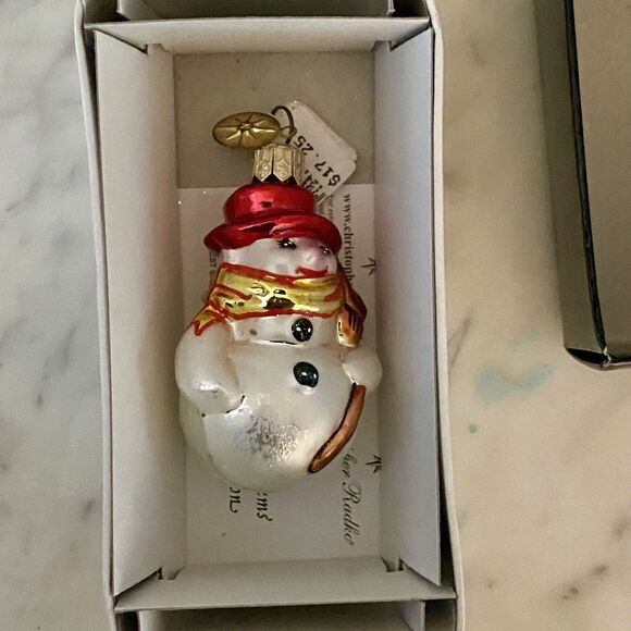 Littlest Snowman Christopher Radko Blown Glass Little Gems Ornament Box Vintage - Picture 1 of 8